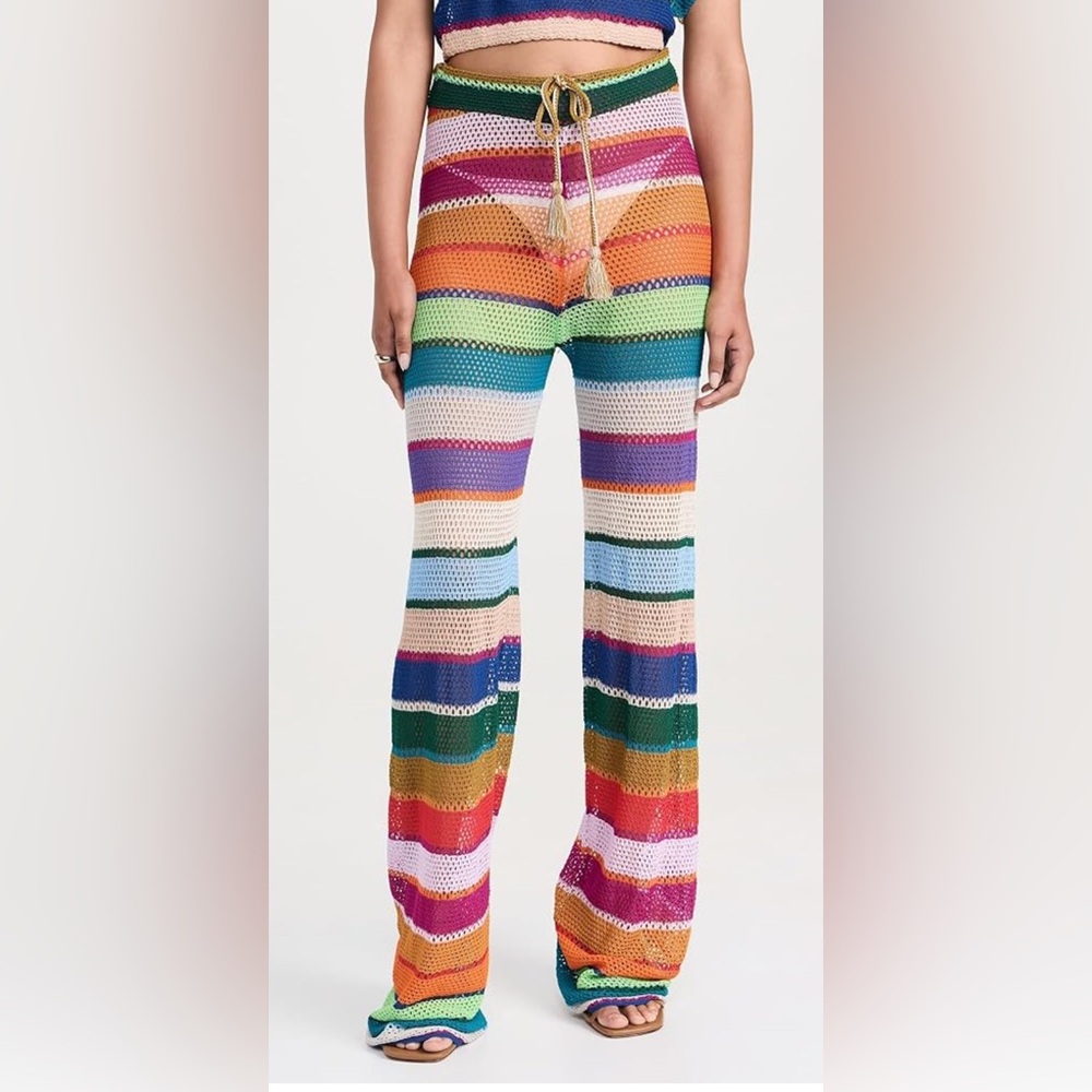PQ Swim Multicolor Striped Crochet Coverup Pants